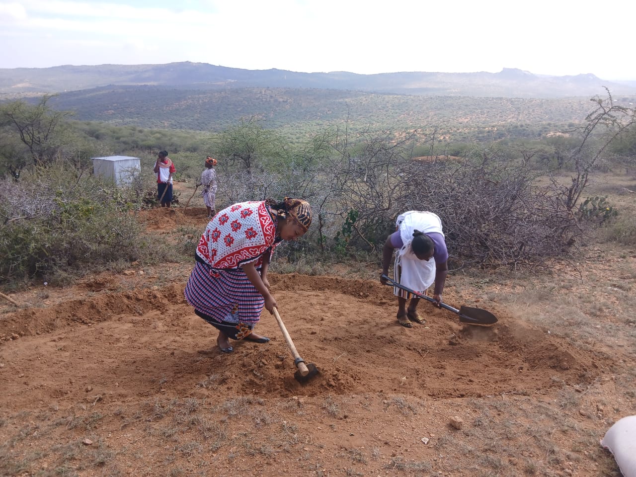 Women preparing land for restoration work